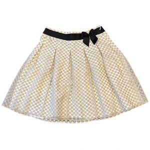 Wom & Now Barcelona‎ Beige White Bow Polka Dot A-Line Skirt Size 38/US Size 8